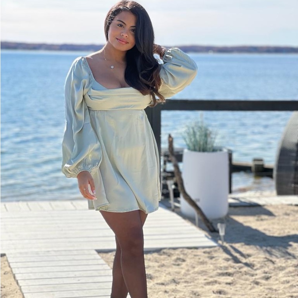 Princess Polly Ashli Long Sleeve Mini Dress - Green